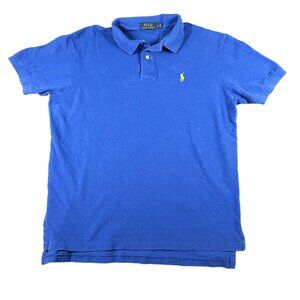 Polo Ralph Lauren Mens Cotton Pique Knit Polo Shirt Royal Blue Large L Slim Fit